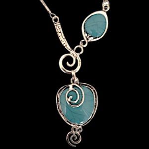NEW Western Turquoise Silver Pendant Necklace